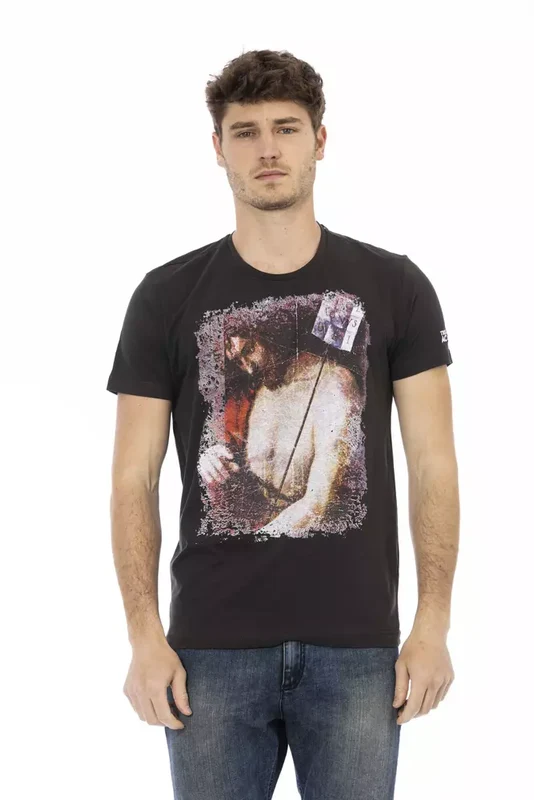 Trussardi Action Black Cotton Men T-Shirt XXL