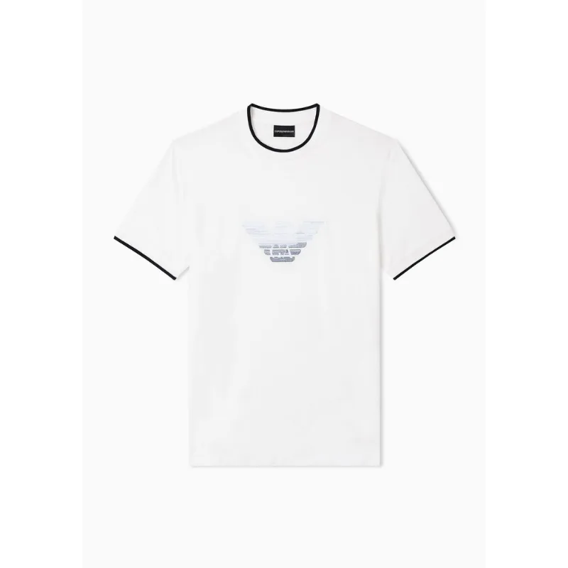 Camiseta Slim Fit em Malha com Bordado Degradê Off White - XXL