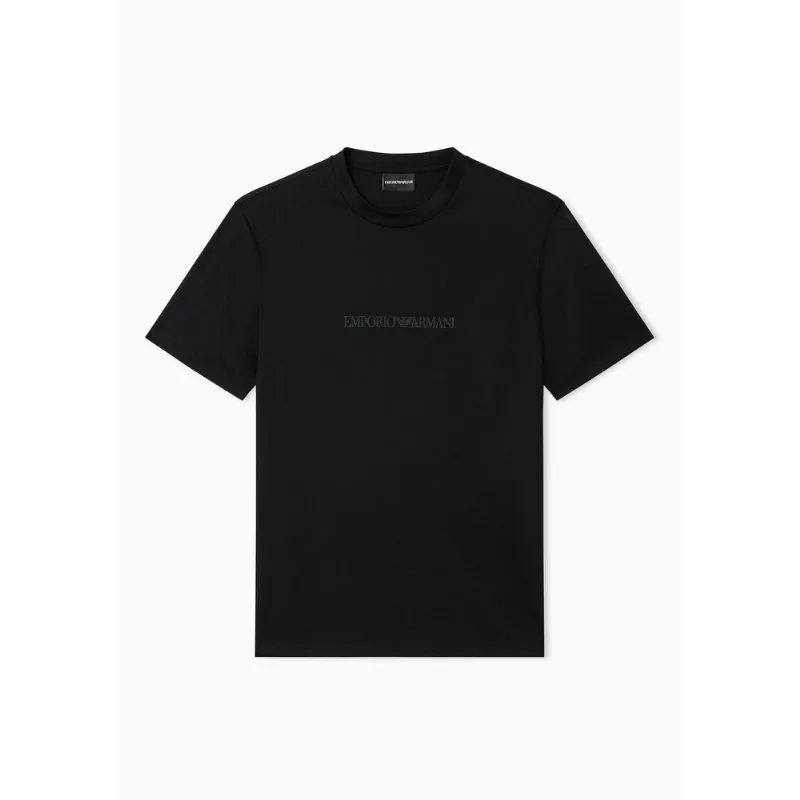 Camiseta Slim Fit em Pima Essential Preto Logo - L