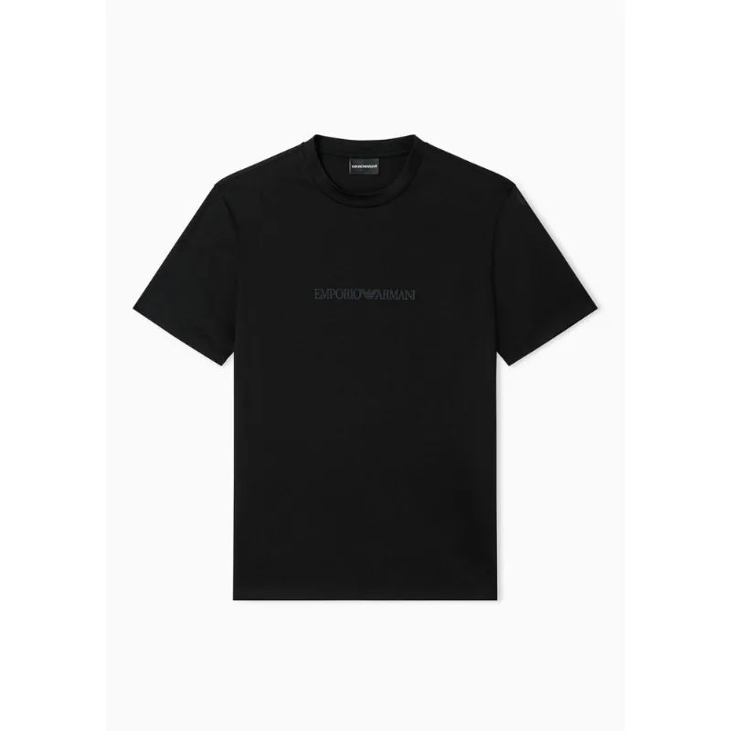 Camiseta Slim Fit em Pima Essential Preto Logo - 3XL