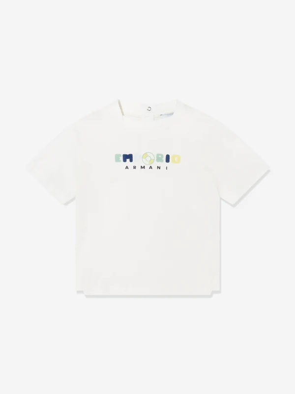 Emporio Armani Baby Boys Logo T-Shirt in White White / 9 Mths