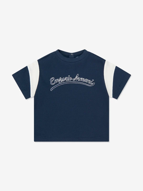 Emporio Armani Baby Boys Logo T-Shirt in Navy Navy / 9 Mths