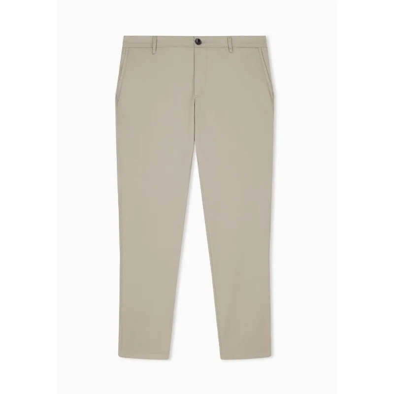 Calça Regular Fit em Elástico Mistura de Algodão Essential Kaki - 36 US - 46 BR