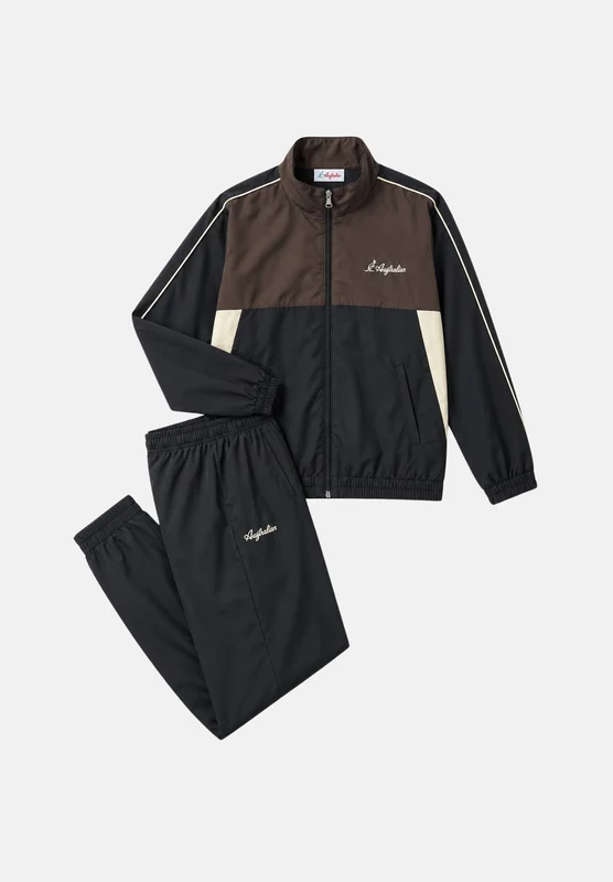 AUSTRALIAN Tuta nero per uomo con inserti marroni e bianchi sulle spalle e dettagli logo, realizzata in microfibra XL