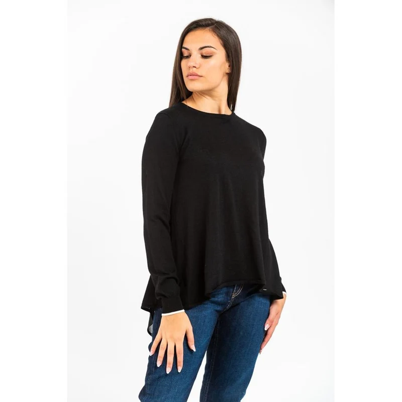 Gas Black Viscose Long Sleeve T-Shirt XS