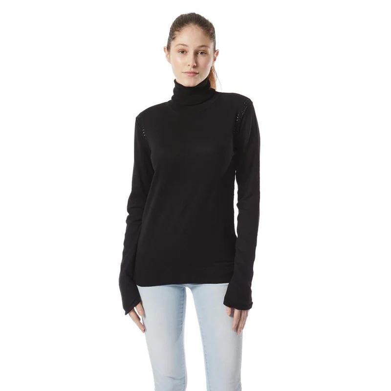 Gas Black Cotton Turtleneck XS