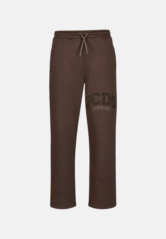 GCDS Pantaloni LOGO SWEATPANTS delicioso-brown per uomo con logo ricamato sul fianco e coulisse in vita M