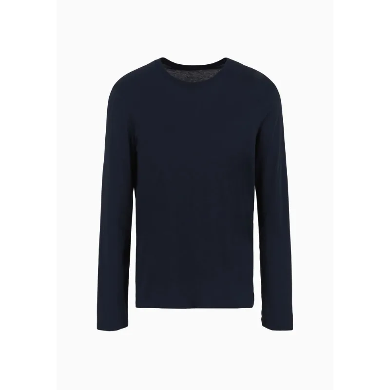Camiseta Manga Longa em Algodão Pima Azul Marinho - S