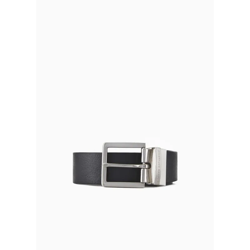 Cinto Dupla Face em Couro Preto/Marinho - 30 EU - 75 cm BR