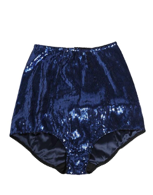 Dolce & Gabbana Blue Sequined High Waist Girdle Panty Underwear IT2 | S