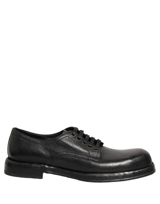 Dolce & Gabbana Black Leather Lace Up Derby Dress Men Shoes EU41/US8