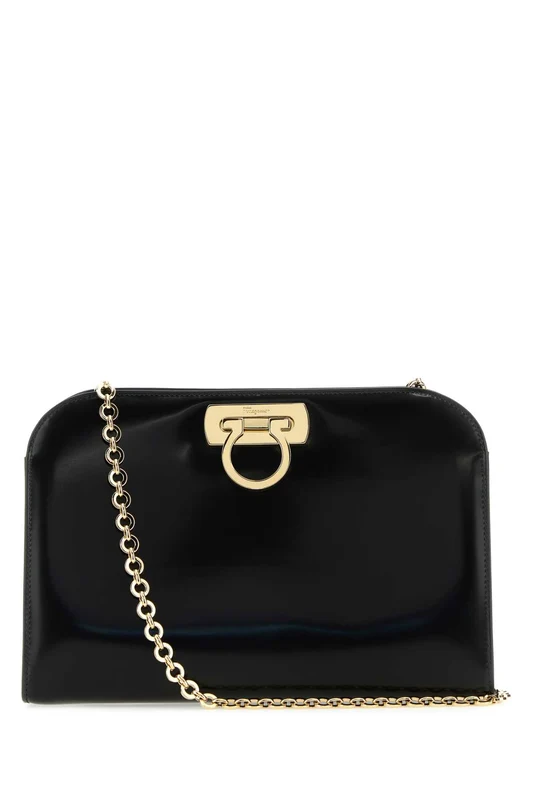 Salvatore Ferragamo Black Leather Clutch TU