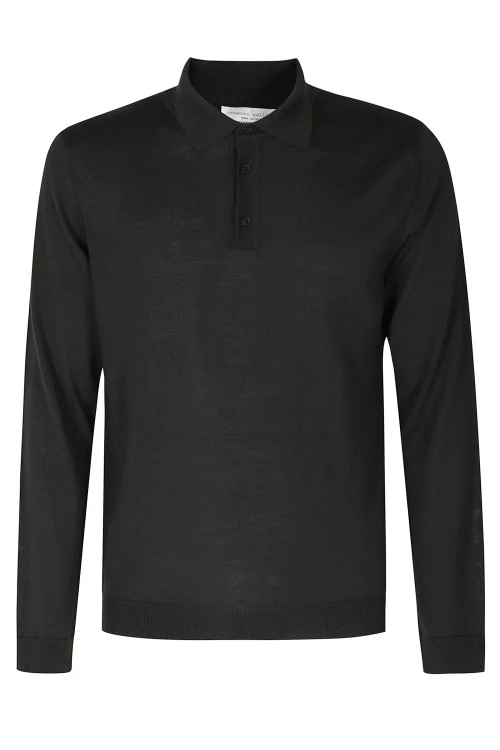 Roberto Collina Button-Down Long-Sleeve Merino Wool Polo Shirt IT 54