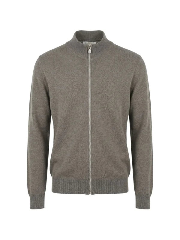 High-necked Cashmere Cardigan with Zip 50