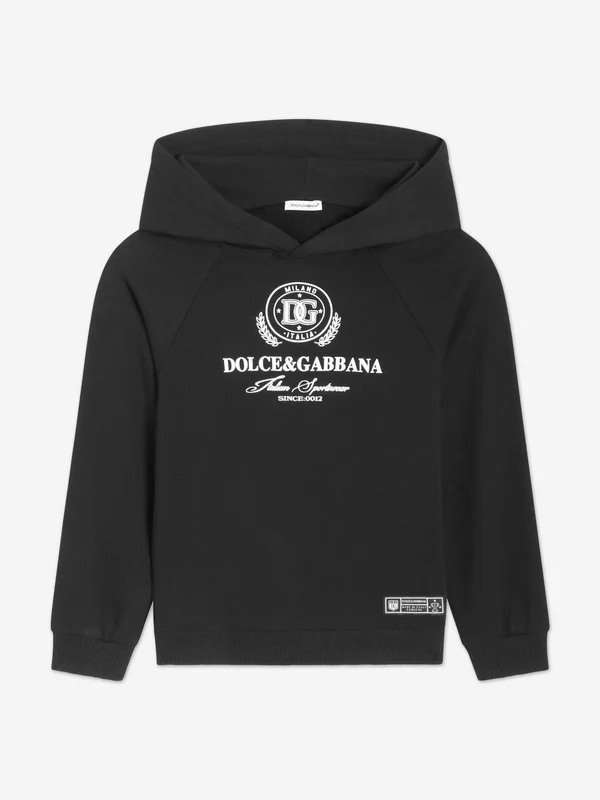 Dolce & Gabbana Boys Flock Logo Hoodie in Black Black / 14 Yrs