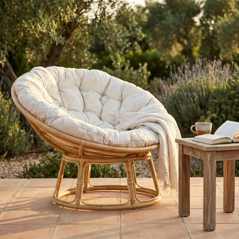 Poltrona "Piña Colada" in legno di Bamboo con cuscini beige 20 x 20 x 20 cm