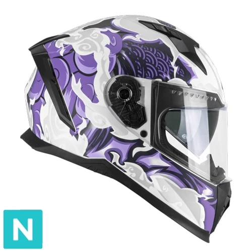 CGM 311F BLAST CLOUD CAPACETES INTEGRAL DE MOTO BRANCO PURPURA MATE M