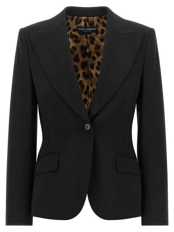 Dolce & Gabbana Black Virgin Wool Blazer IT38