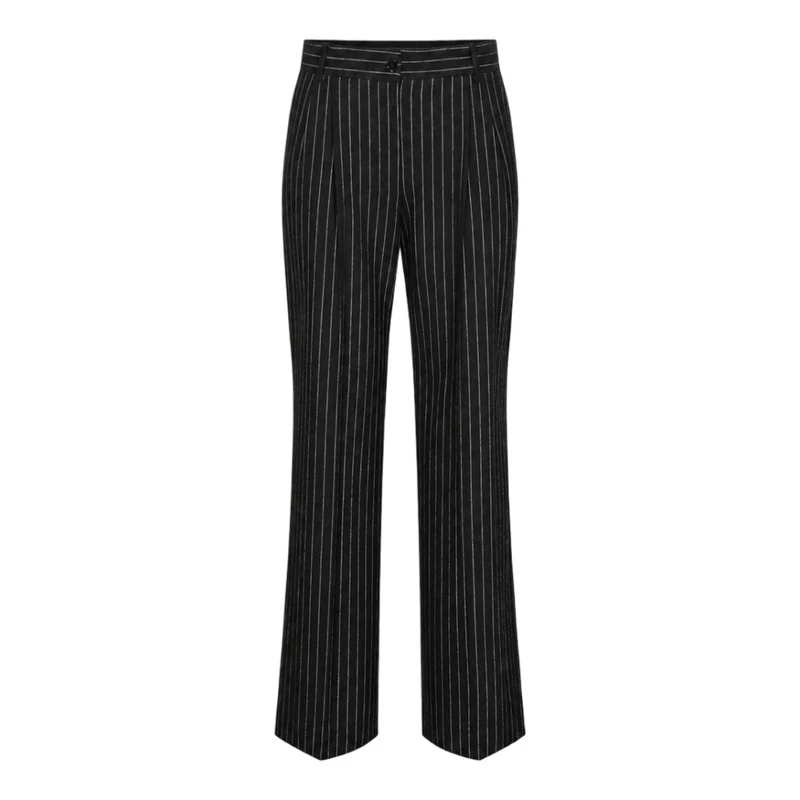 Dolce & Gabbana Black Pinstripe Tailored Straight-Leg Pants IT 44
