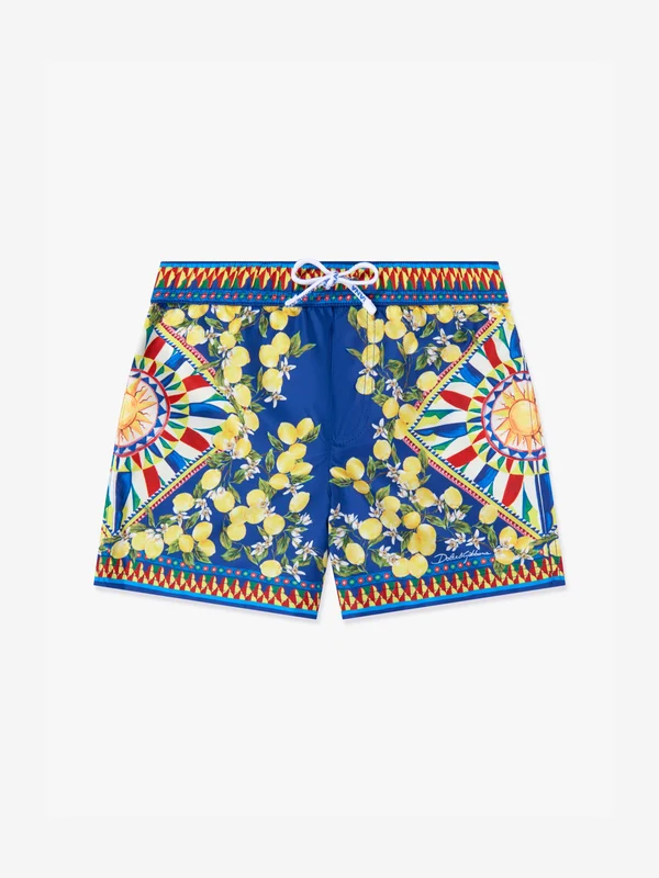 Dolce & Gabbana Baby Boys Carretto Print Swim Shorts in Blue Blue / 9-12 Mths