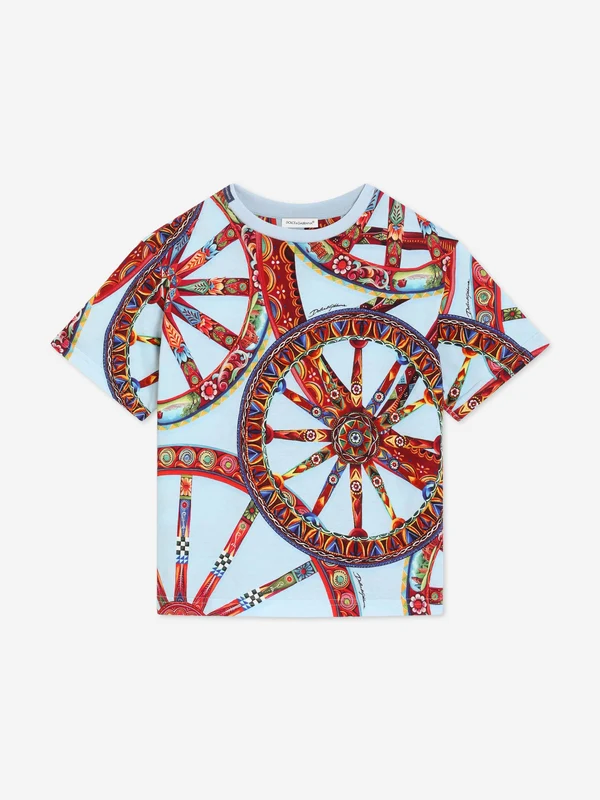 Dolce & Gabbana Boys Carretto Print T-Shirt in Blue Blue / 3 Yrs