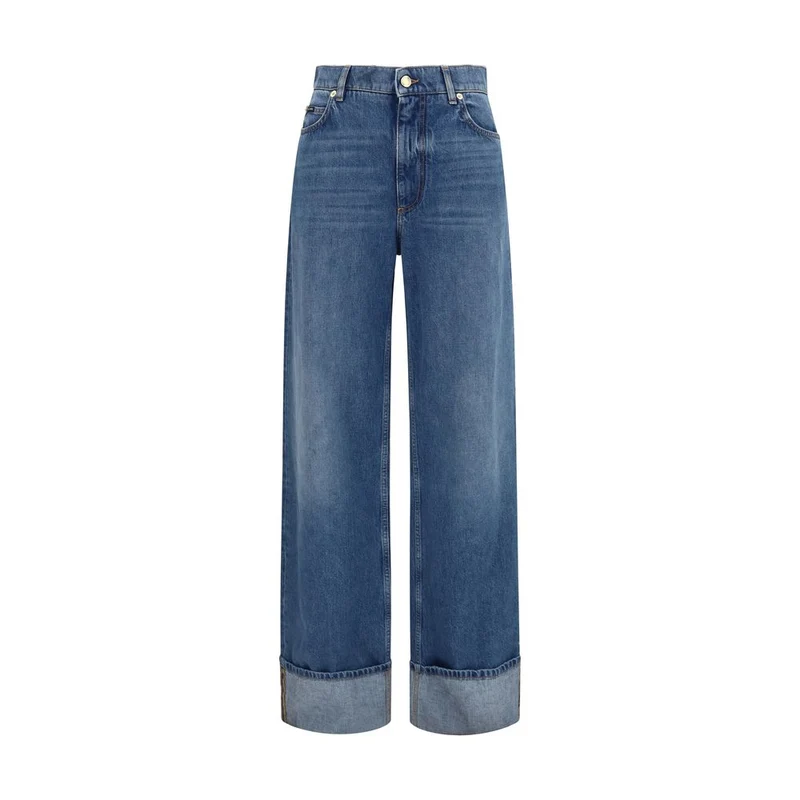 Dolce & Gabbana Blue Cotton Straight-Leg Jeans IT42 | L