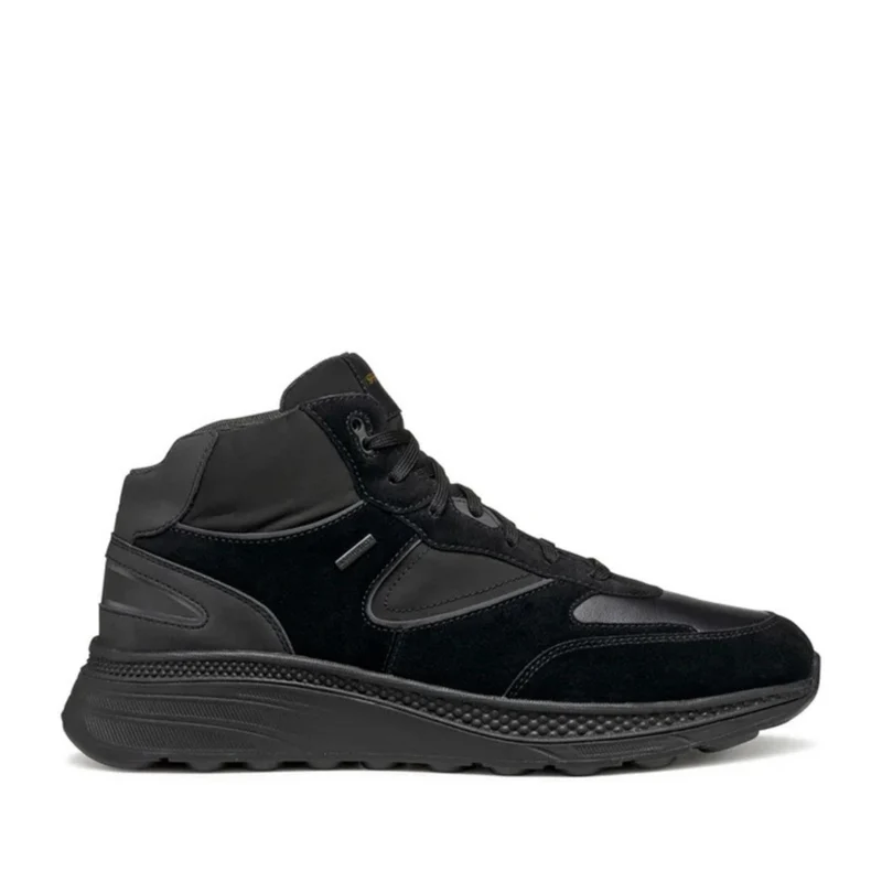Geox Spherica Actif Black Mid-Top Suede Sneakers EU 41