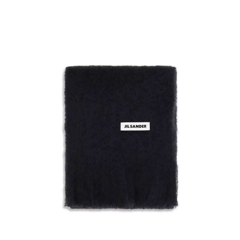 Jil Sander Black Wool Oves Aries Scarf