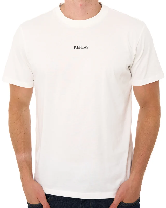 Replay Logo T Shirt Natural White XL