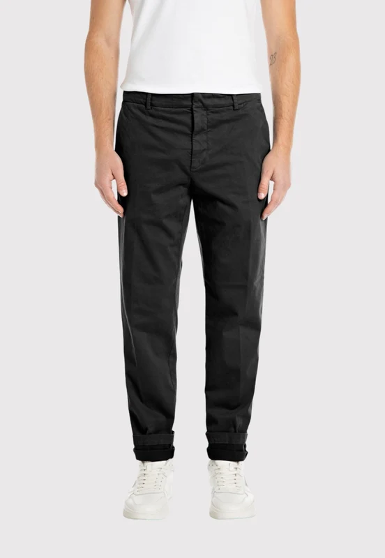 מכנסי צ'ינו בגזרה קלאסית לגברים בצבע שחור BLACK / 28