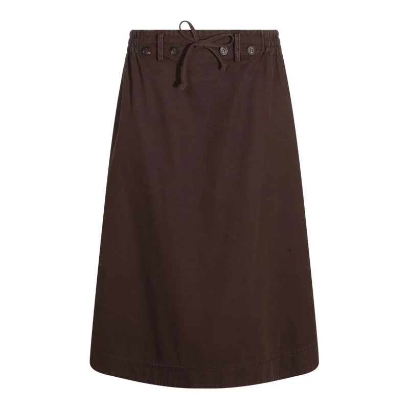 Golden Goose Brown Elasticated Waistband Cotton Midi Skirt IT 42