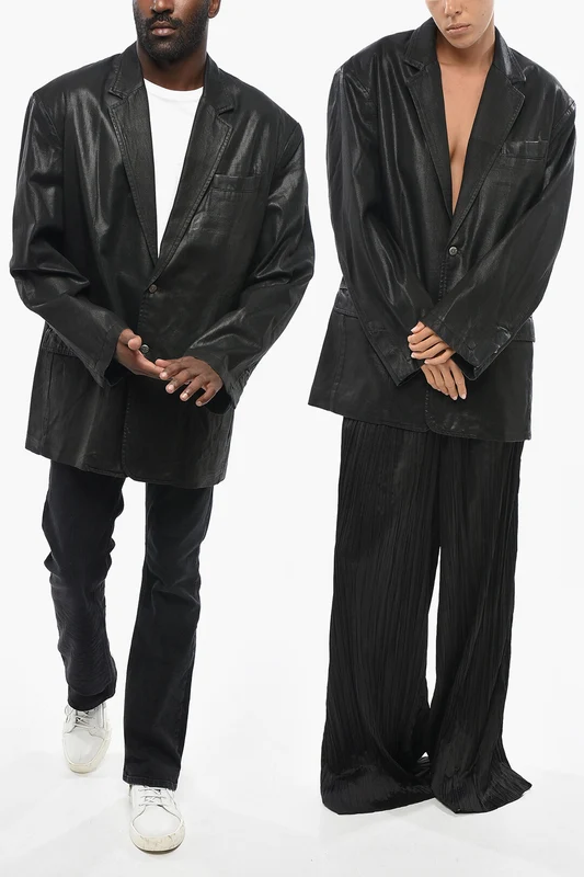 1500~Coated Cotton Jacket D-BLA With Flap Pockets And Logo Buttons Xl
