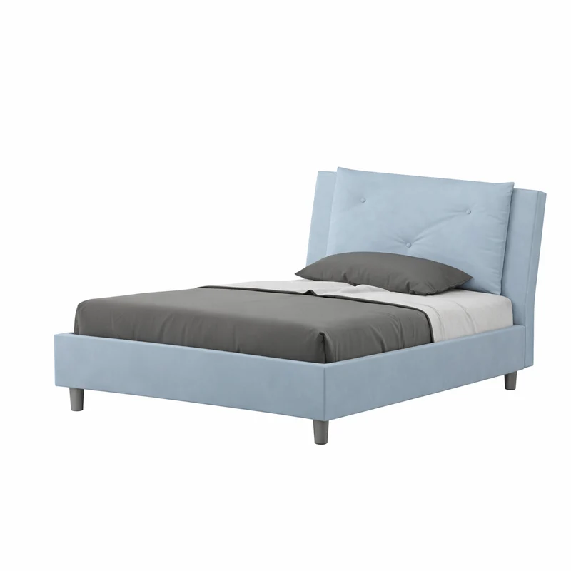 Letto una piazza e mezza "Houston" imbottito in microfibra per camera da letto da 120 cm Contenitore / 120 x 190 cm / Azzurro