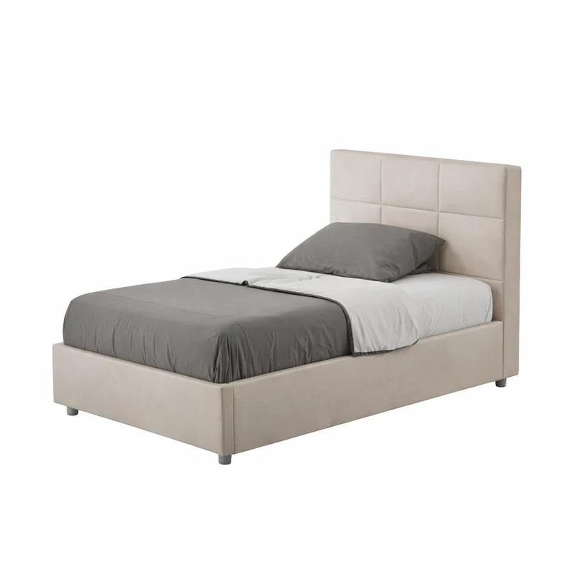 Letto una piazza e mezza "Dallas" imbottito in microfibra per camera da letto da 120 cm Contenitore / 120 x 200 cm / Sabbia