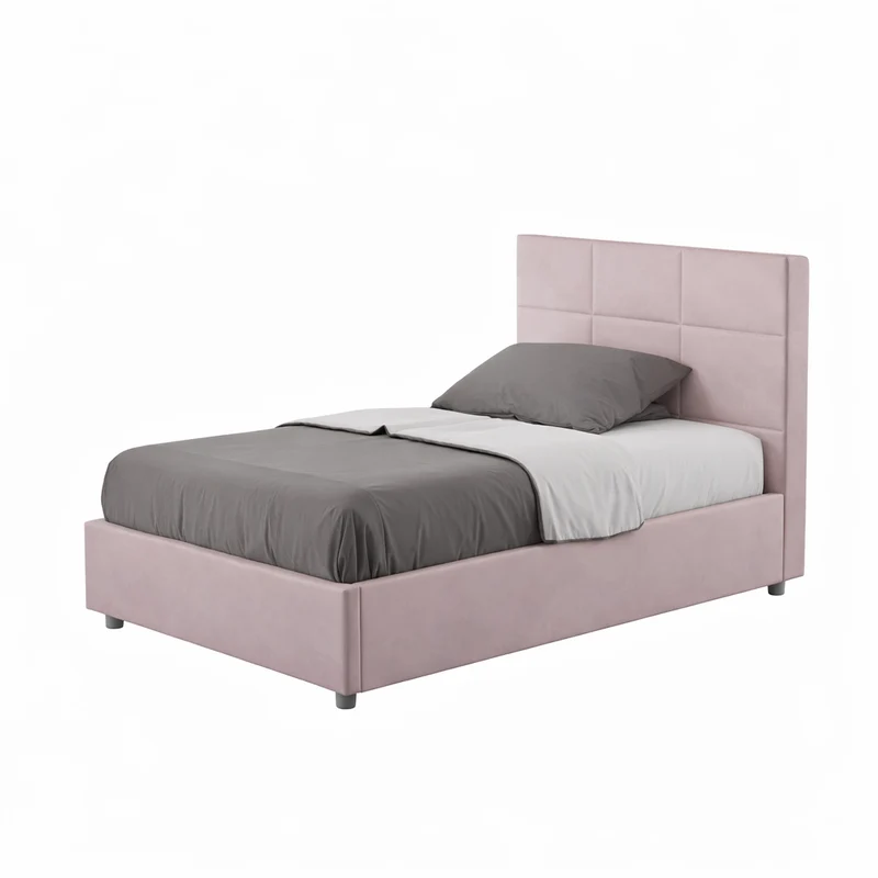 Letto una piazza e mezza "Dallas" imbottito in microfibra per camera da letto da 120 cm Con rete / 120 x 210 cm / Glicine
