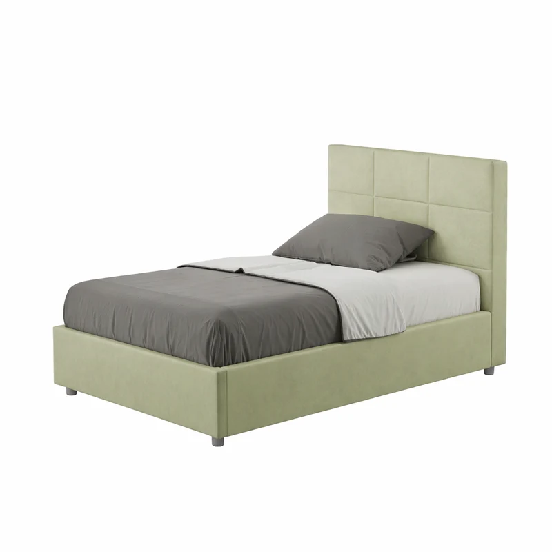 Letto una piazza e mezza "Dallas" imbottito in microfibra per camera da letto da 120 cm Senza rete / 120 x 210 cm / Tè verde
