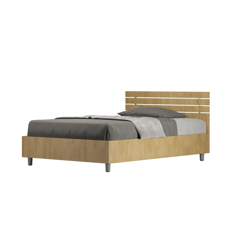 Letto una piazza e mezza "Washington" testata a doghe dritta per camera da letto da 120 cm Senza rete / 120 x 200 cm / Quercia