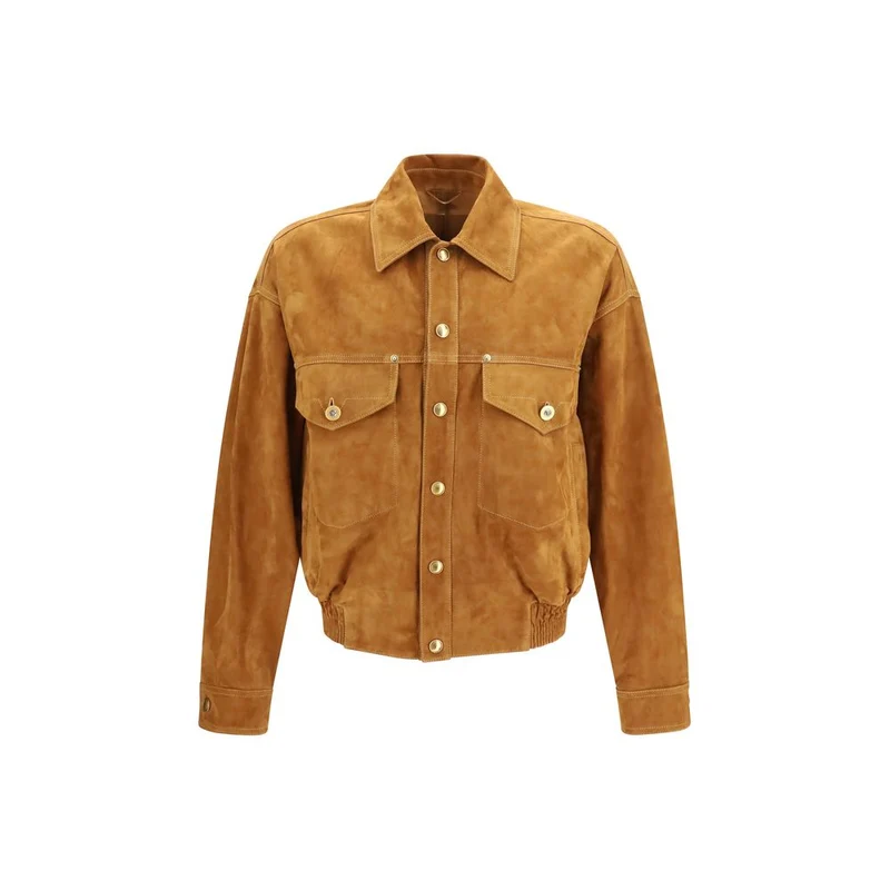 Versace Brown Lamb Ovis Aries Leather Jacket IT50 | L