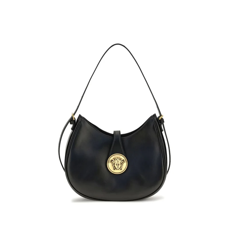 Versace Black Calf Leather Bos Taurus Shoulder Bag