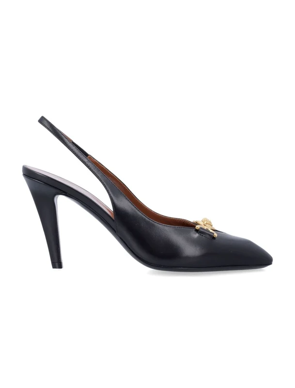 Versace Sling Back 90 Gold Emblem Pointed Toe Pumps EU 36