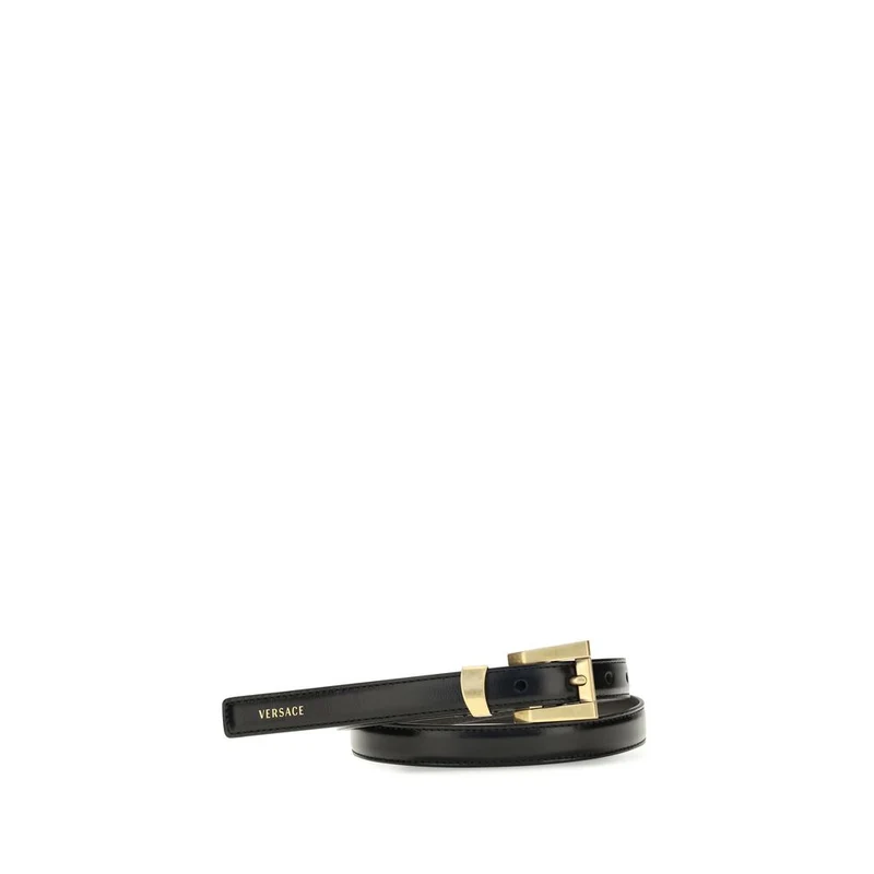 Versace Black Calf Leather Bos Taurus Regular Belt 75 cm / 30 Inches