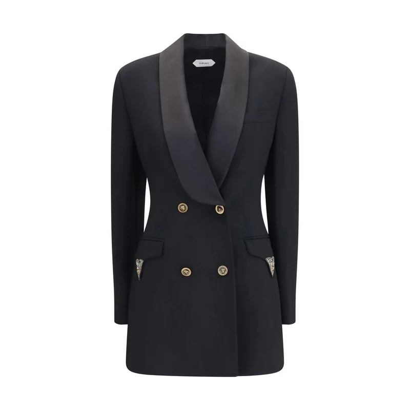 Versace Black Wool Oves Aries Blazer IT42 | L