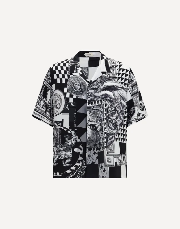 Versace Printed Silk Twill Shirt IT 52
