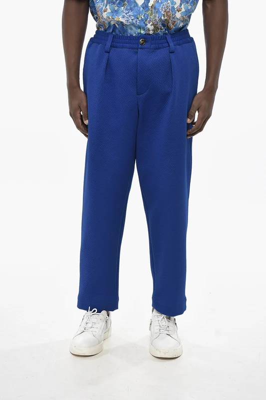 2405~Textured-Fabric 4-Pocket Trousers with Belt Loops 48