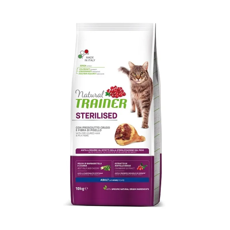 Natural trainer Sterilised gatto Adult con prosciutto crudo 10 kg