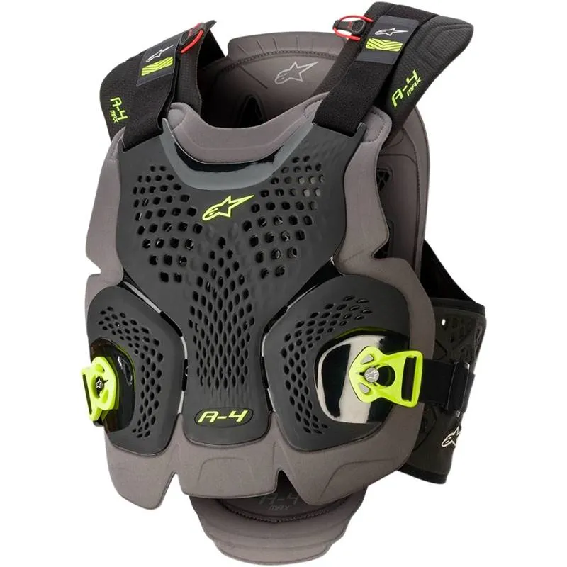 Colete Alpinestars A4 Max Chest - Preto/cinza/amarelo