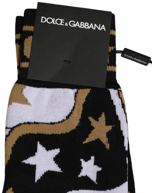Dolce & Gabbana White Polka Dot Over The Calf Accessory Socks L