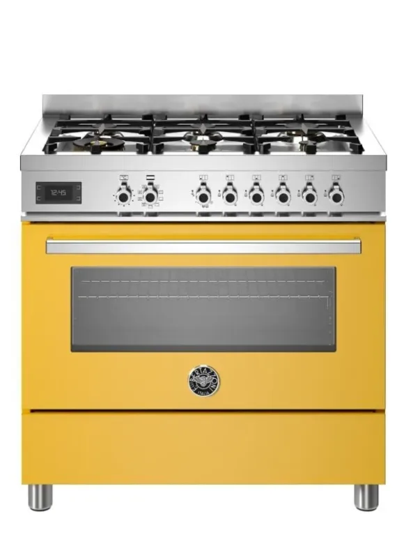Fogão a Gás com Forno Elétrico 6 Queimadores Bertazzoni Amarelo 220V - PRO96L1EGIT