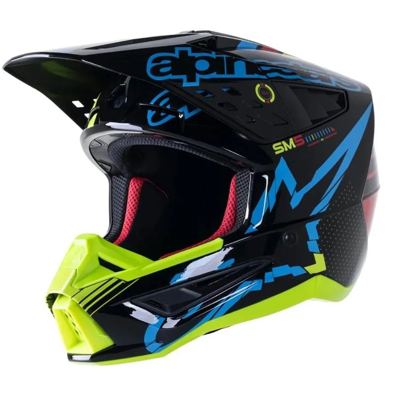 Capacete Alpinestars Sm5 Action - Preto/amarelo/vermelho