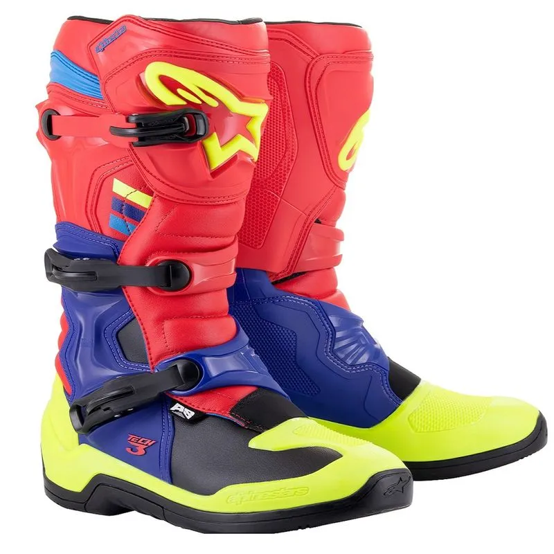 Bota alpinestars tech 3 vermelho azul escuro amarelo fluo 12 (43/44)